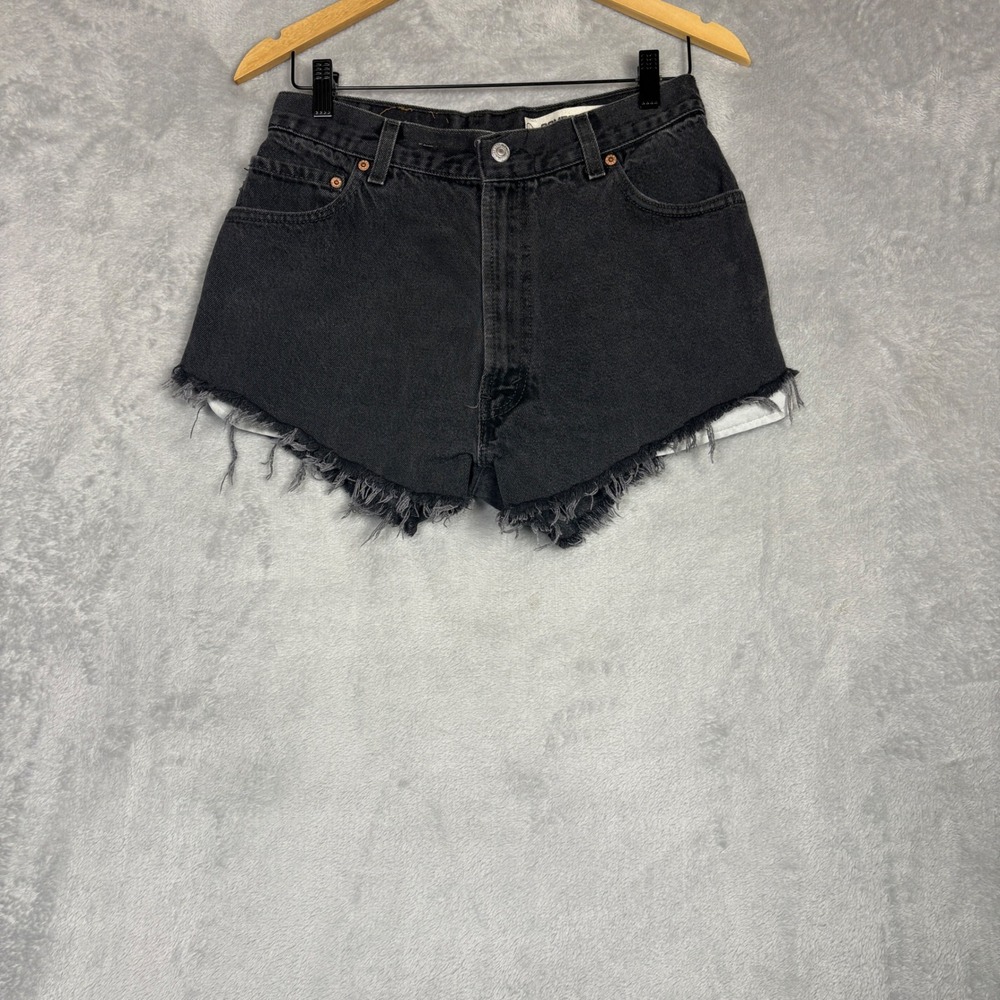 Levi's 560 Cut Off Shorts Comfort Fit Vintage Black Denim High Waisted S209-0946